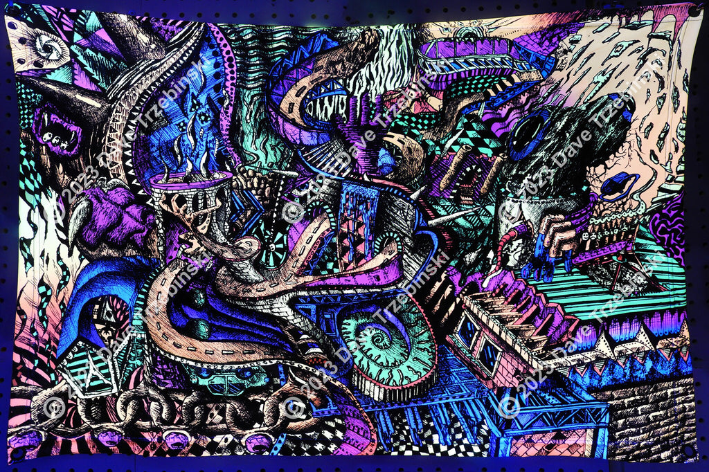 Roads (Blacklight Trippy Tapestry) Psychedelic UV Reactive Fluorescent Wall Hanging
