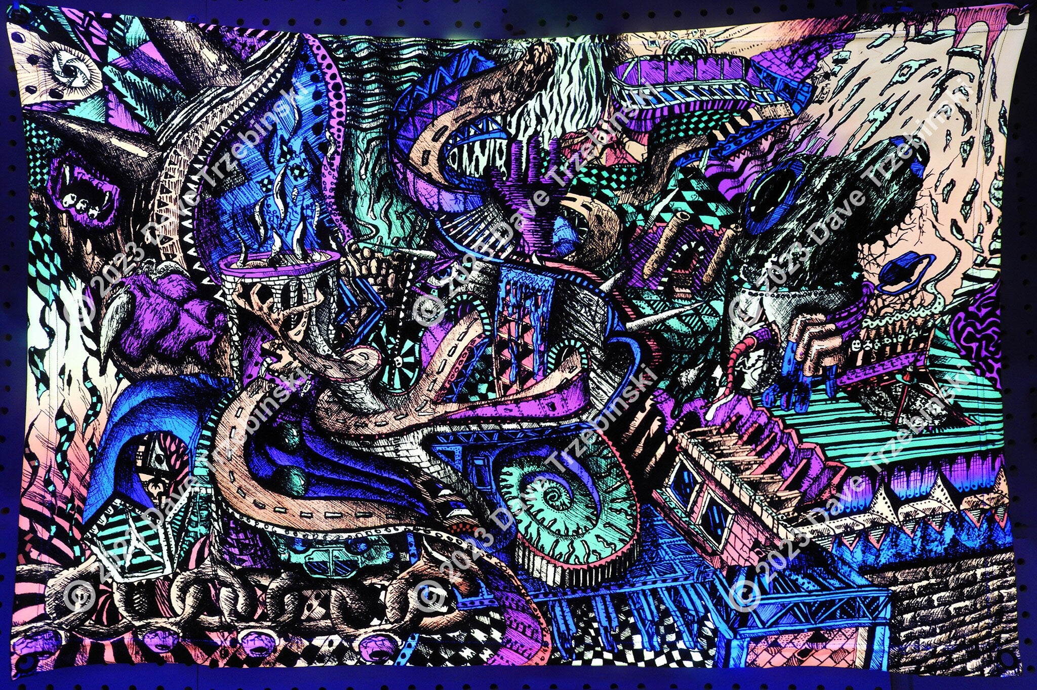 Roads (Blacklight Trippy Tapestry) Psychedelic UV Reactive Fluorescent Wall Hanging