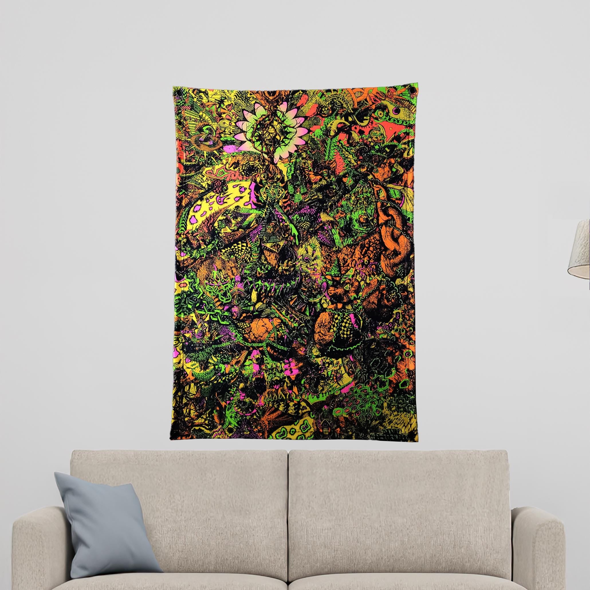 Eye Chain - Neon Fluorescent Blacklight Tapestry 24x26