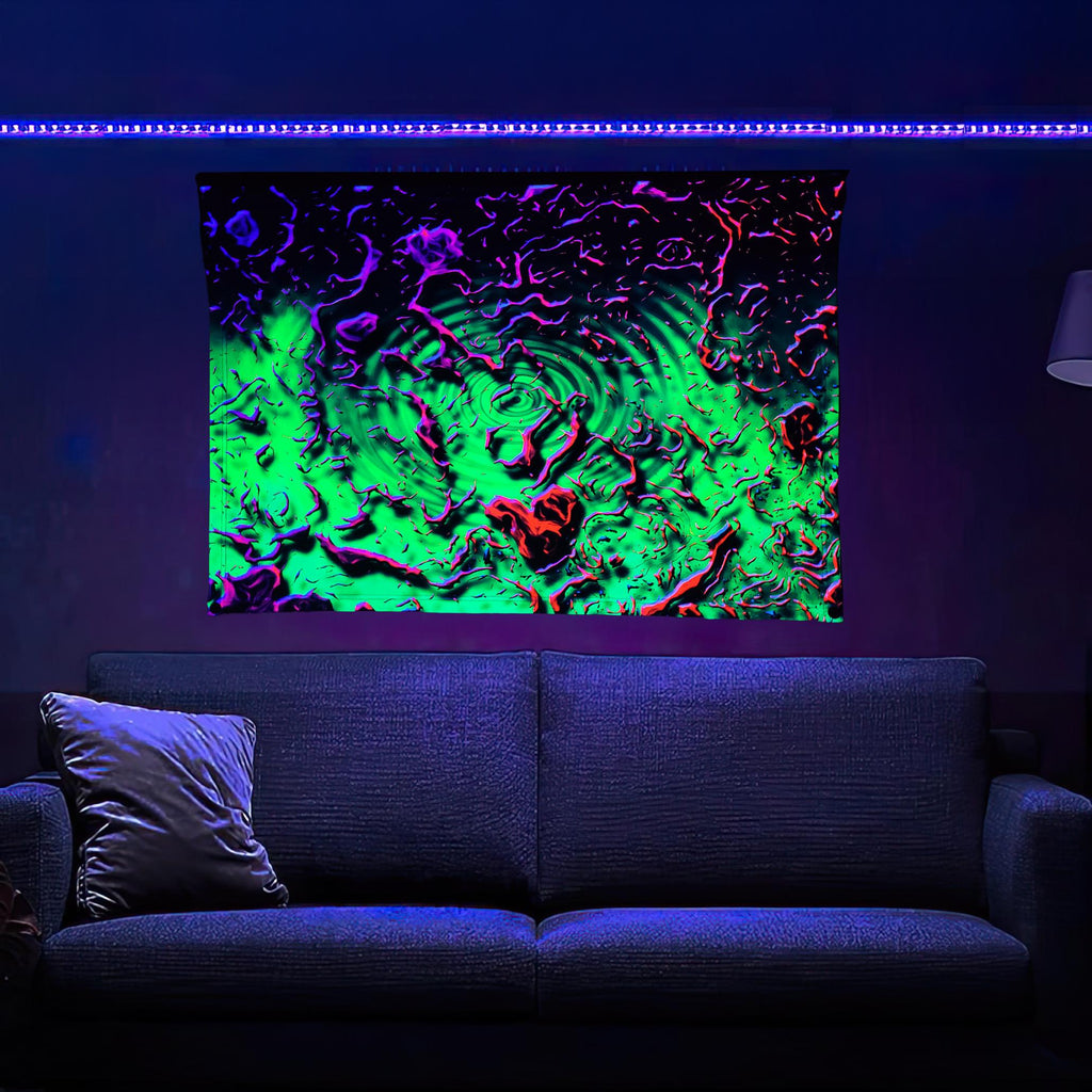 Ripple Effect (Blacklight Trippy Tapestry) Psychedelic UV Reactive Fluorescent Wall Hanging