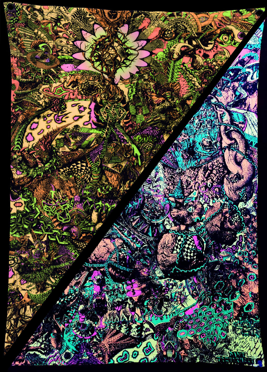Eye Chain - Neon Fluorescent Blacklight Tapestry 24x26