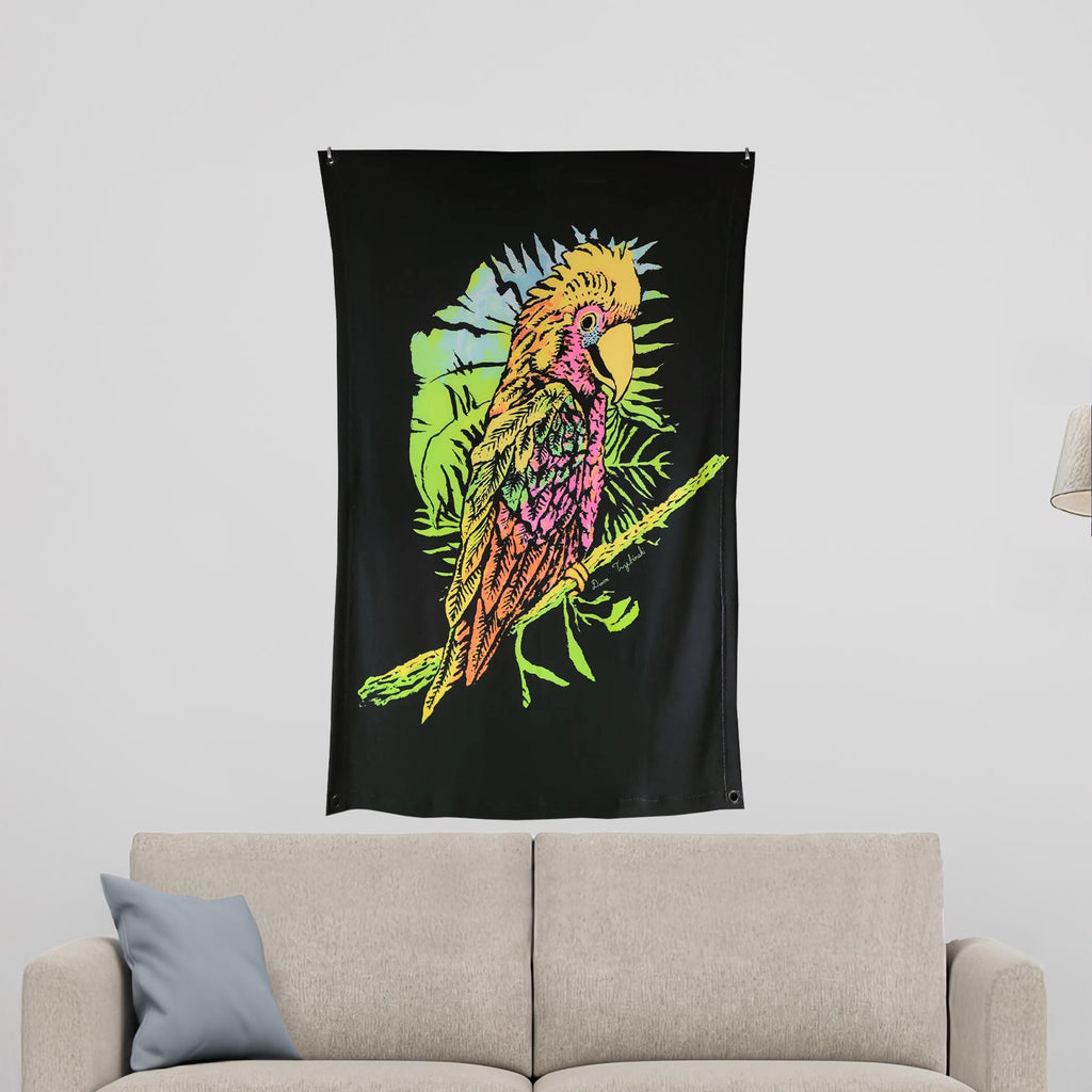 Descending Paradise (Blacklight Trippy Tapestry) Psychedelic UV Reactive Fluorescent Wall Hanging