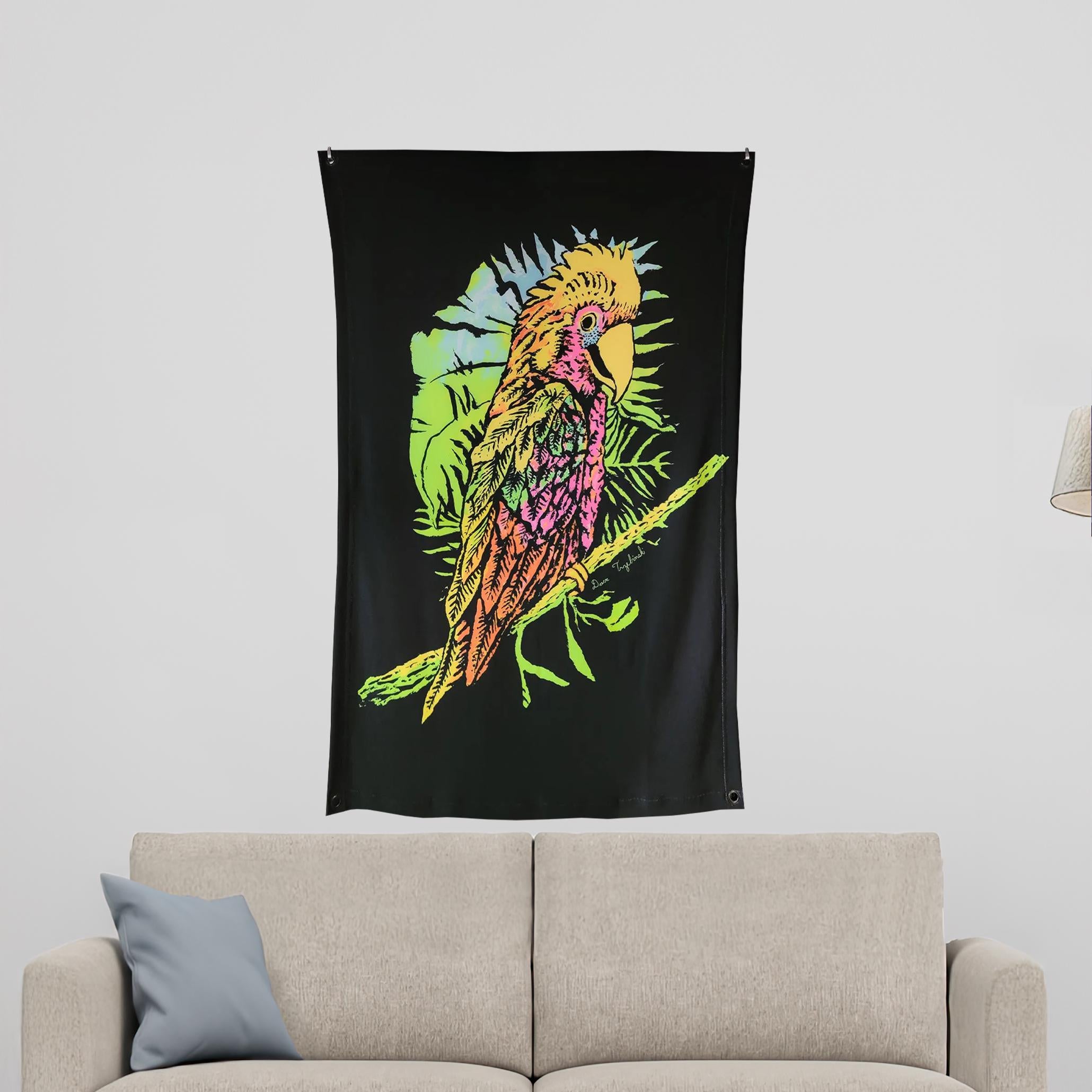 Descending Paradise (Blacklight Trippy Tapestry) Psychedelic UV Reactive Fluorescent Wall Hanging