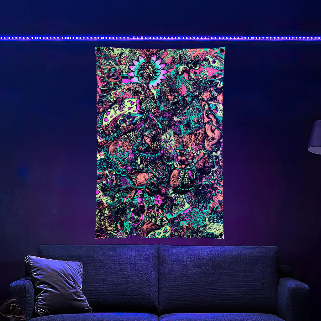 Eye Chain - Neon Fluorescent Blacklight Tapestry 24x26