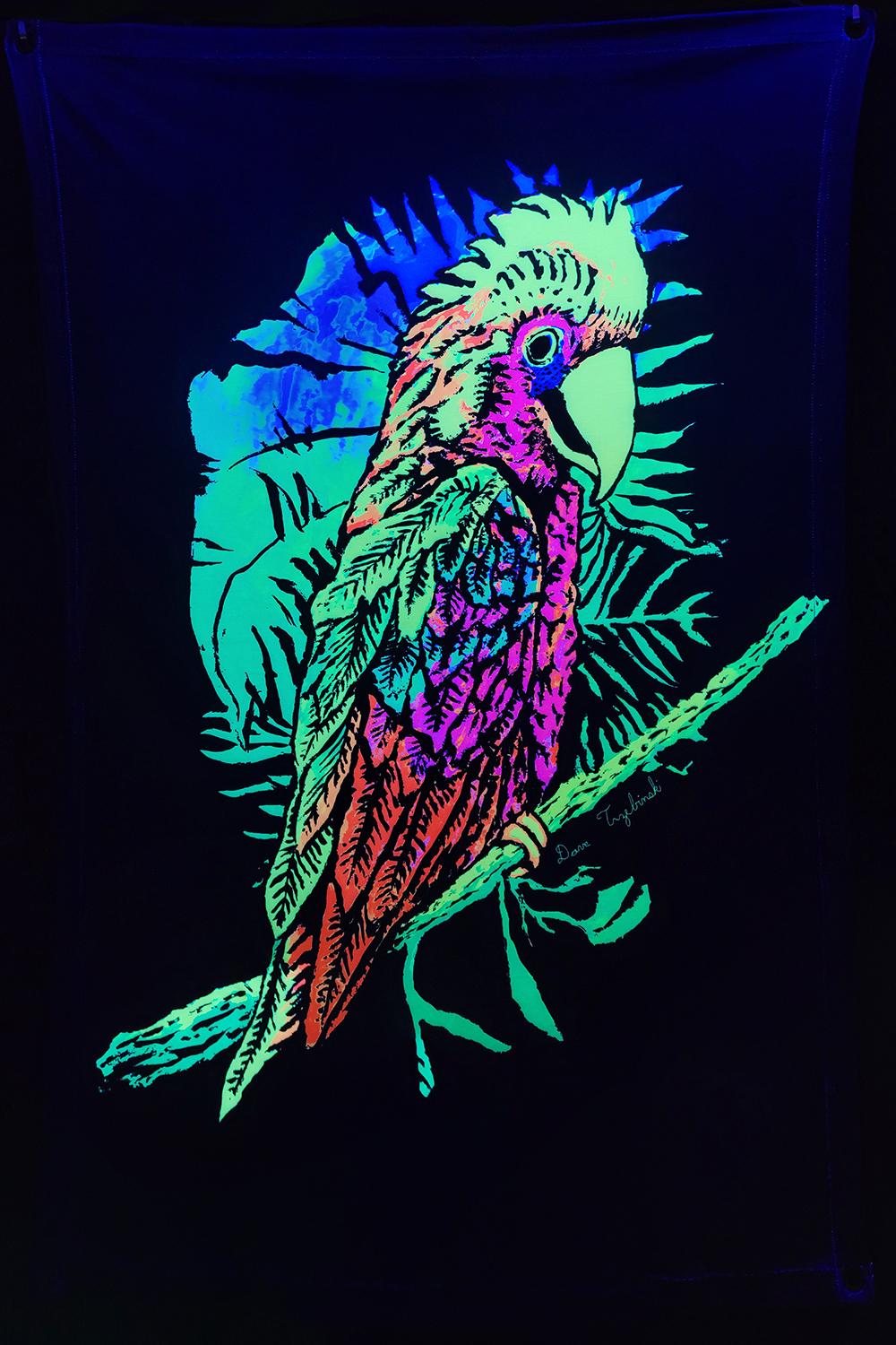 Descending Paradise (Blacklight Trippy Tapestry) Psychedelic UV Reactive Fluorescent Wall Hanging