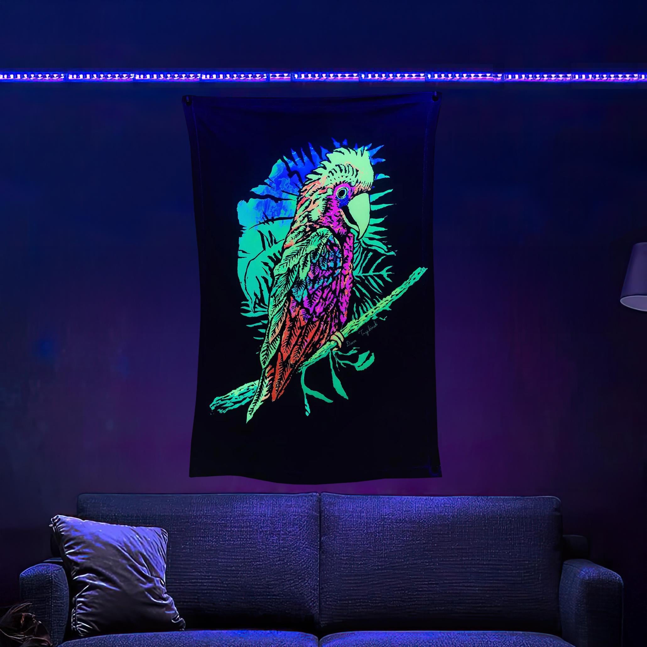 Descending Paradise (Blacklight Trippy Tapestry) Psychedelic UV Reactive Fluorescent Wall Hanging