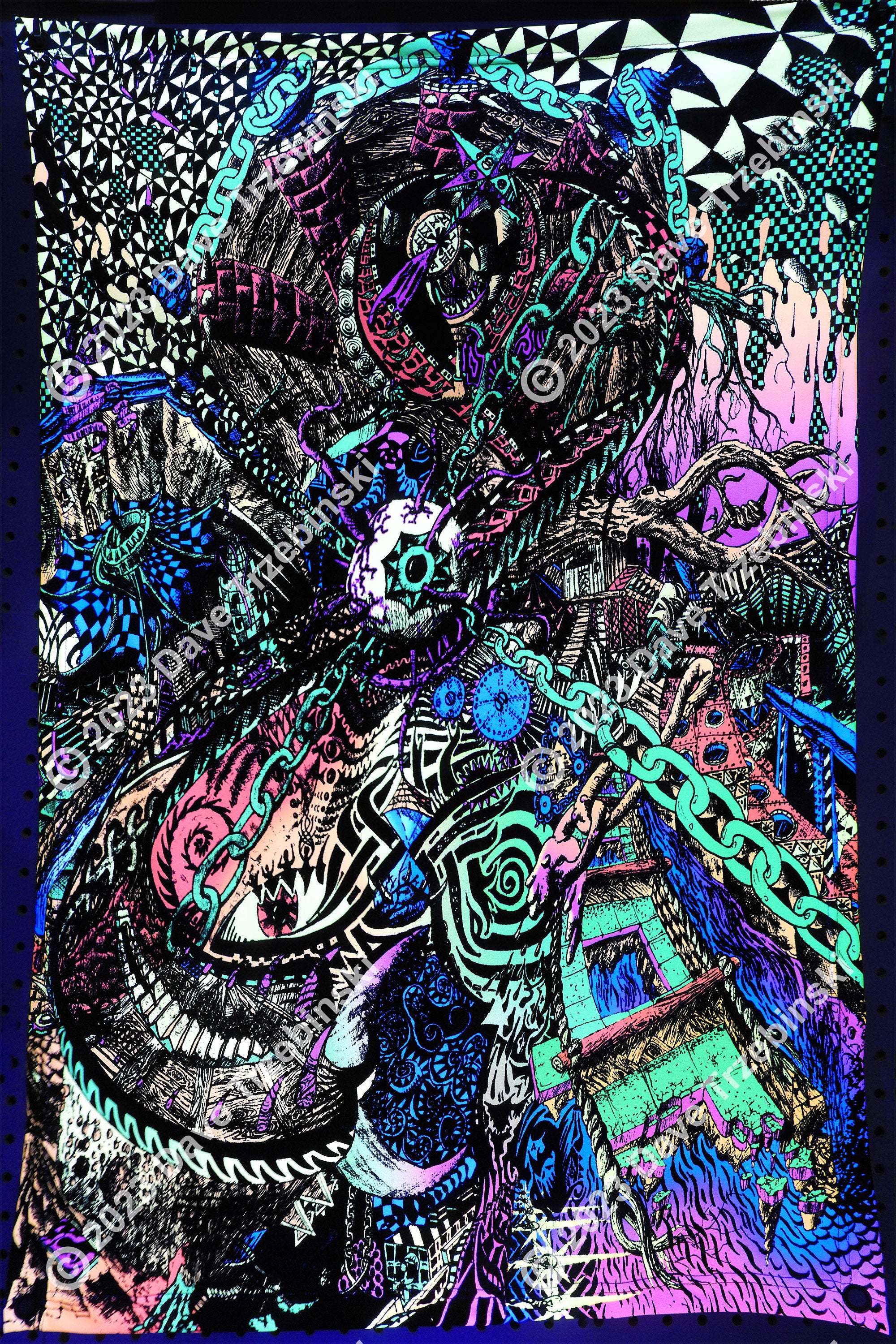 Snake Eye (Blacklight Trippy Tapestry) Psychedelic UV Reactive Fluorescent Wall Hanging