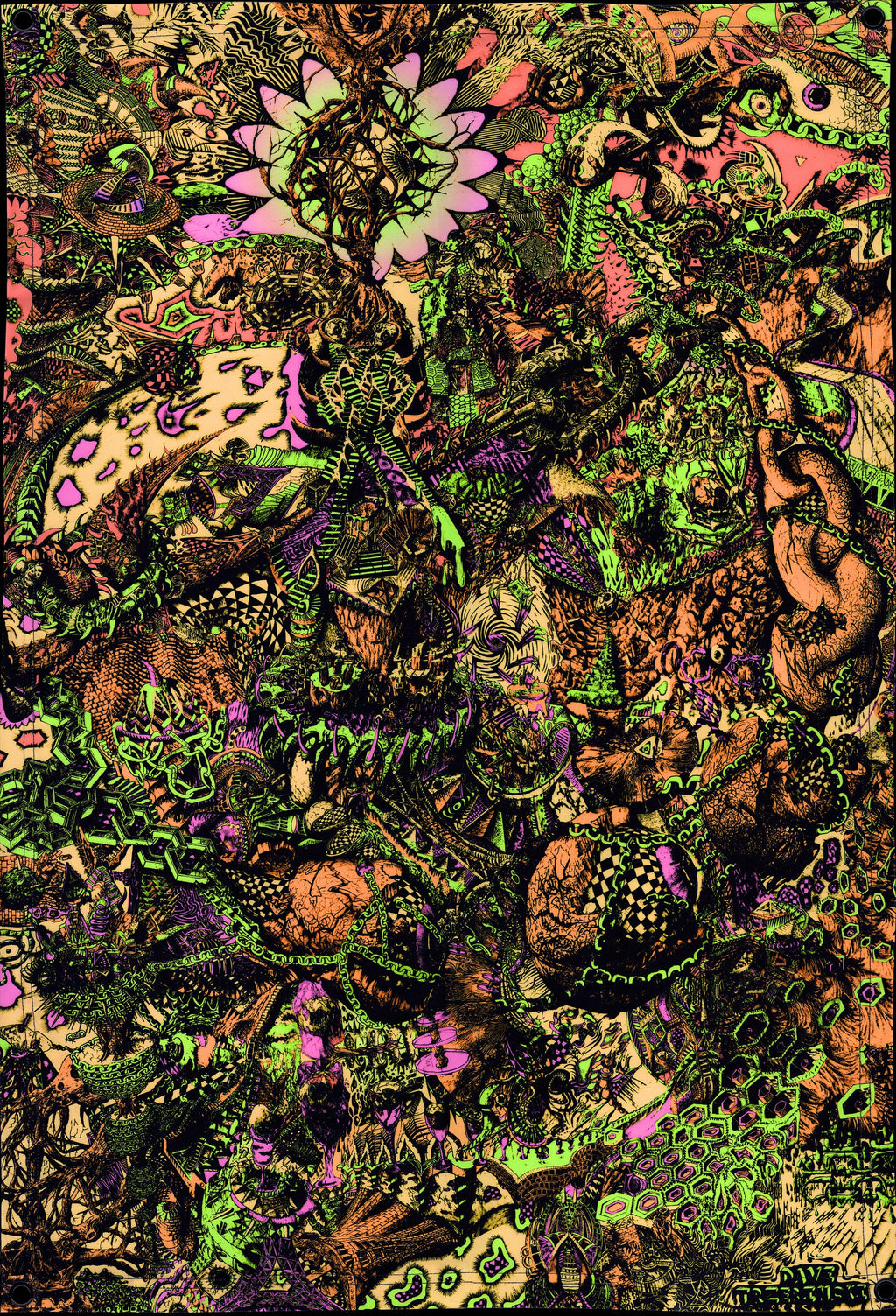 Eye Chain - Neon Fluorescent Blacklight Tapestry 24x26