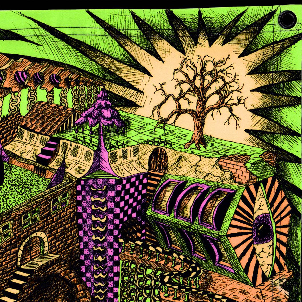 Ball And Chain (Blacklight Trippy Tapestry) Psychedelic UV Reactive Fluorescent Wall Hanging