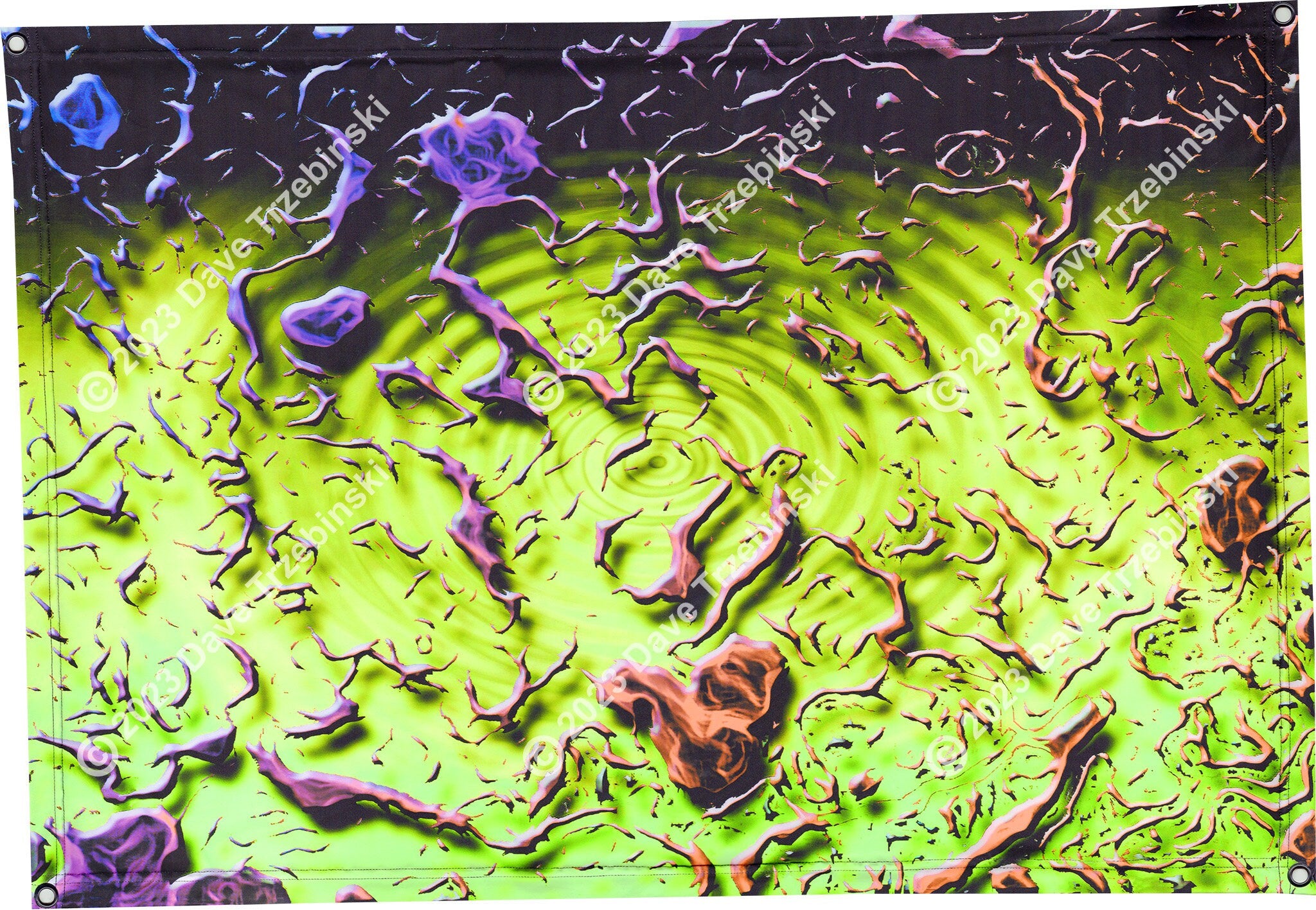 Ripple Effect (Blacklight Trippy Tapestry) Psychedelic UV Reactive Fluorescent Wall Hanging