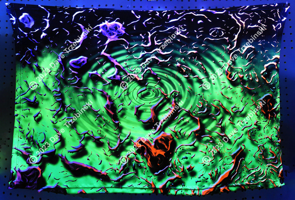 Ripple Effect (Blacklight Trippy Tapestry) Psychedelic UV Reactive Fluorescent Wall Hanging