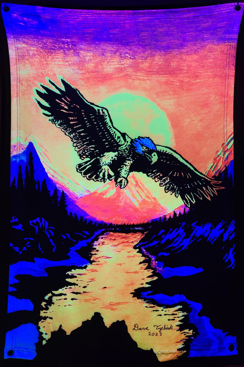 Descending (Blacklight Trippy Tapestry) Psychedelic UV Reactive Fluorescent Wall Hanging