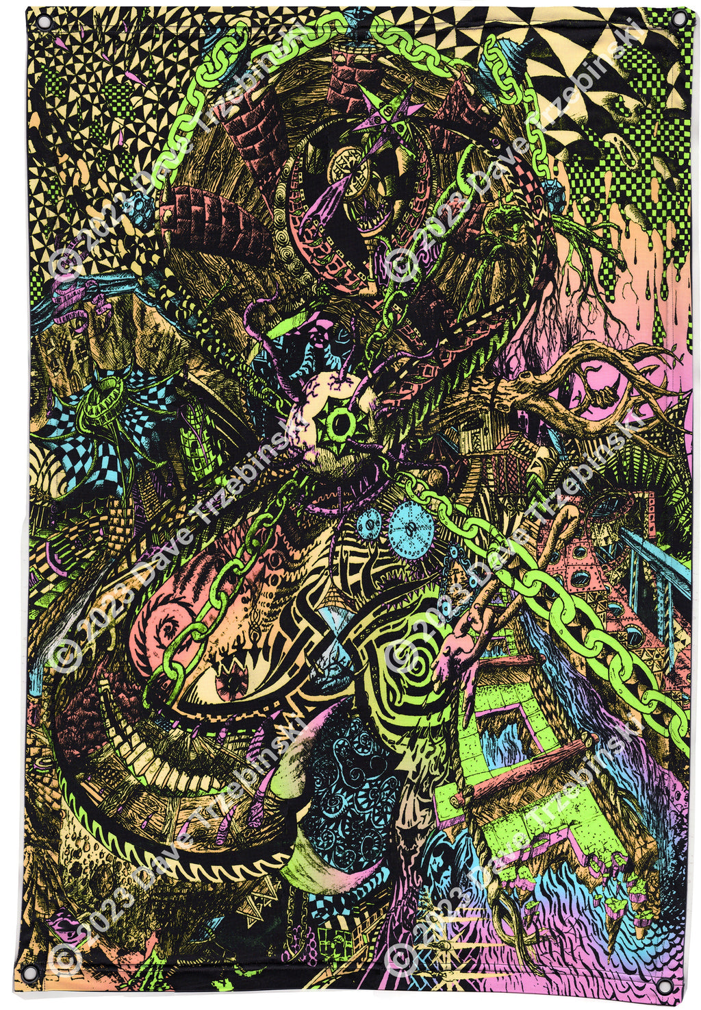 Snake Eye (Blacklight Trippy Tapestry) Psychedelic UV Reactive Fluorescent Wall Hanging