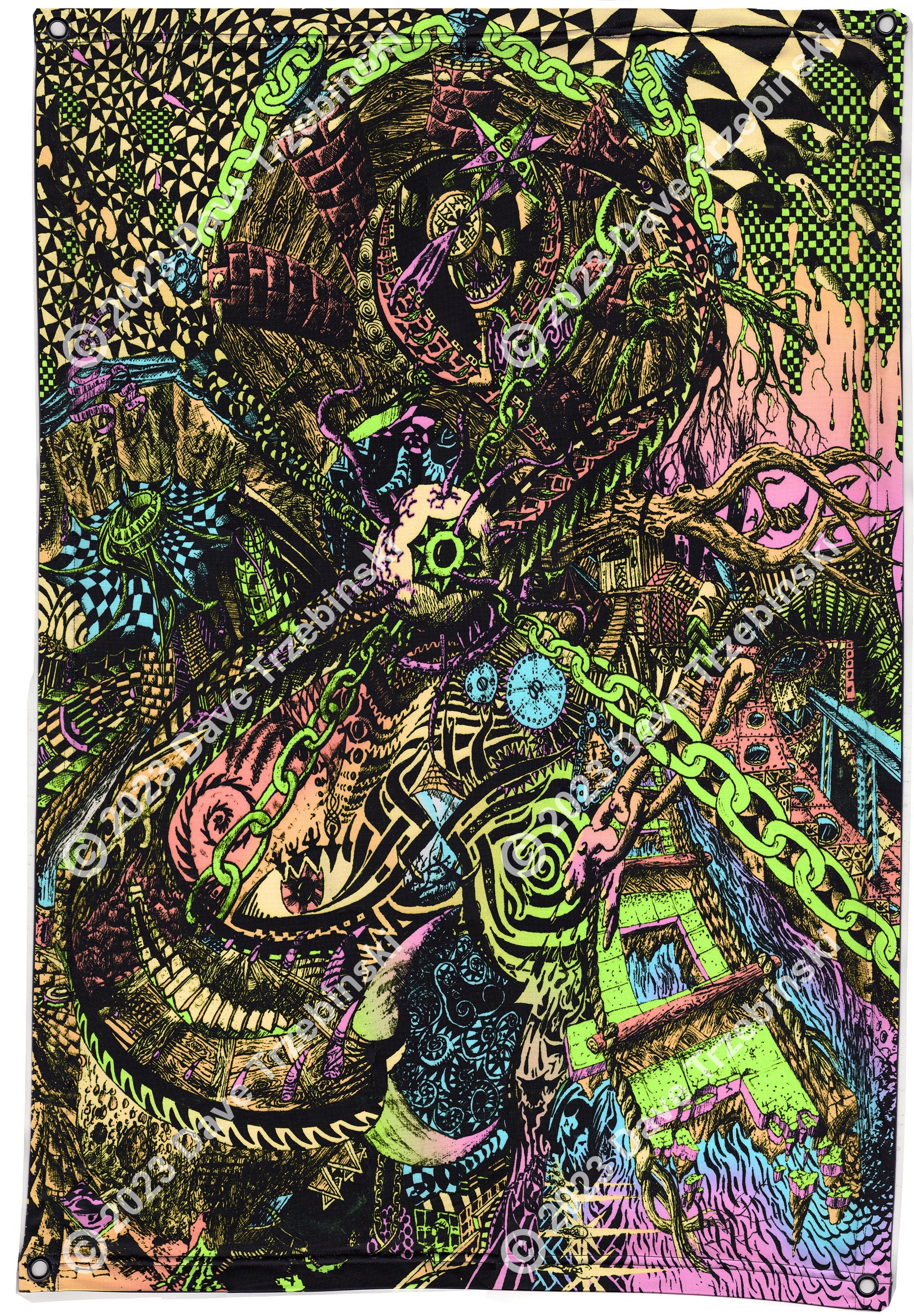 Snake Eye (Blacklight Trippy Tapestry) Psychedelic UV Reactive Fluorescent Wall Hanging