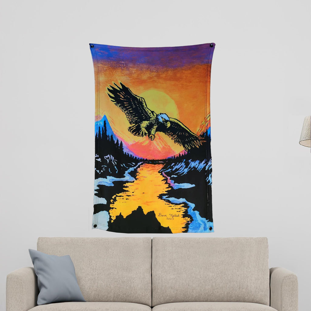 Descending (Blacklight Trippy Tapestry) Psychedelic UV Reactive Fluorescent Wall Hanging
