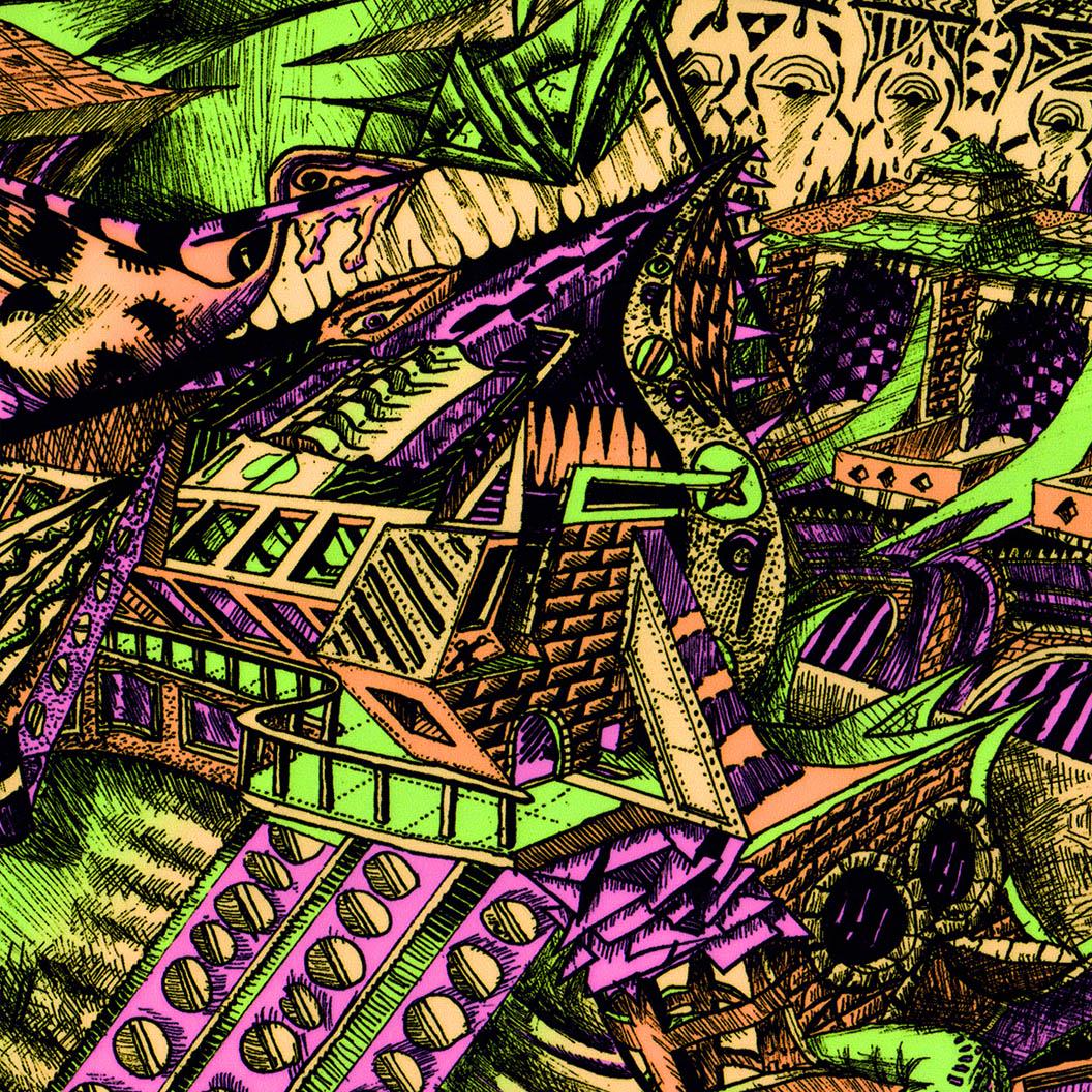 Ball And Chain (Blacklight Trippy Tapestry) Psychedelic UV Reactive Fluorescent Wall Hanging