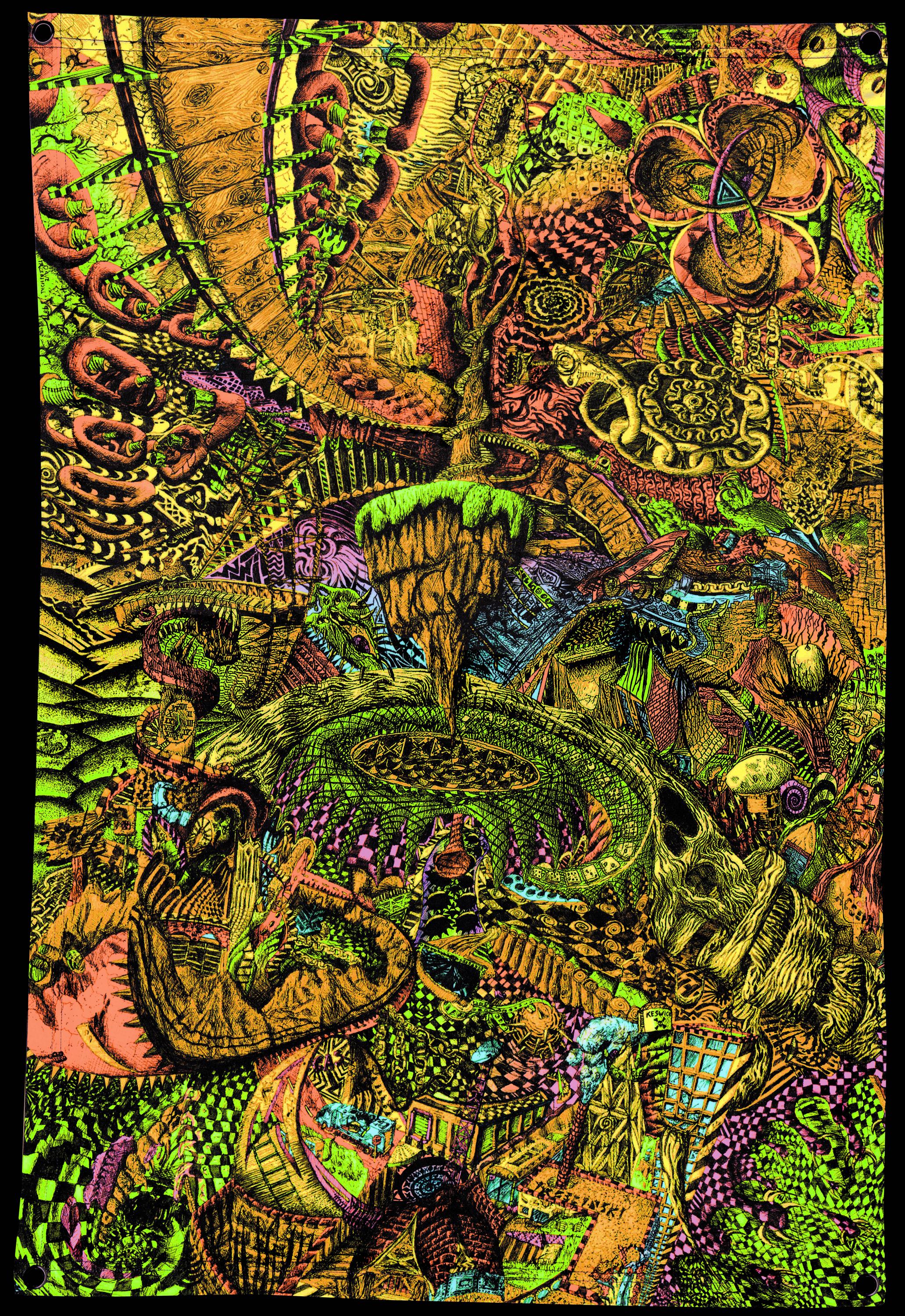 Boardwalk (Blacklight Trippy Tapestry) Psychedelic UV Reactive Fluorescent Wall Hanging