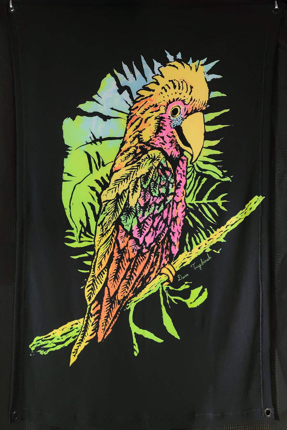 Descending Paradise (Blacklight Trippy Tapestry) Psychedelic UV Reactive Fluorescent Wall Hanging
