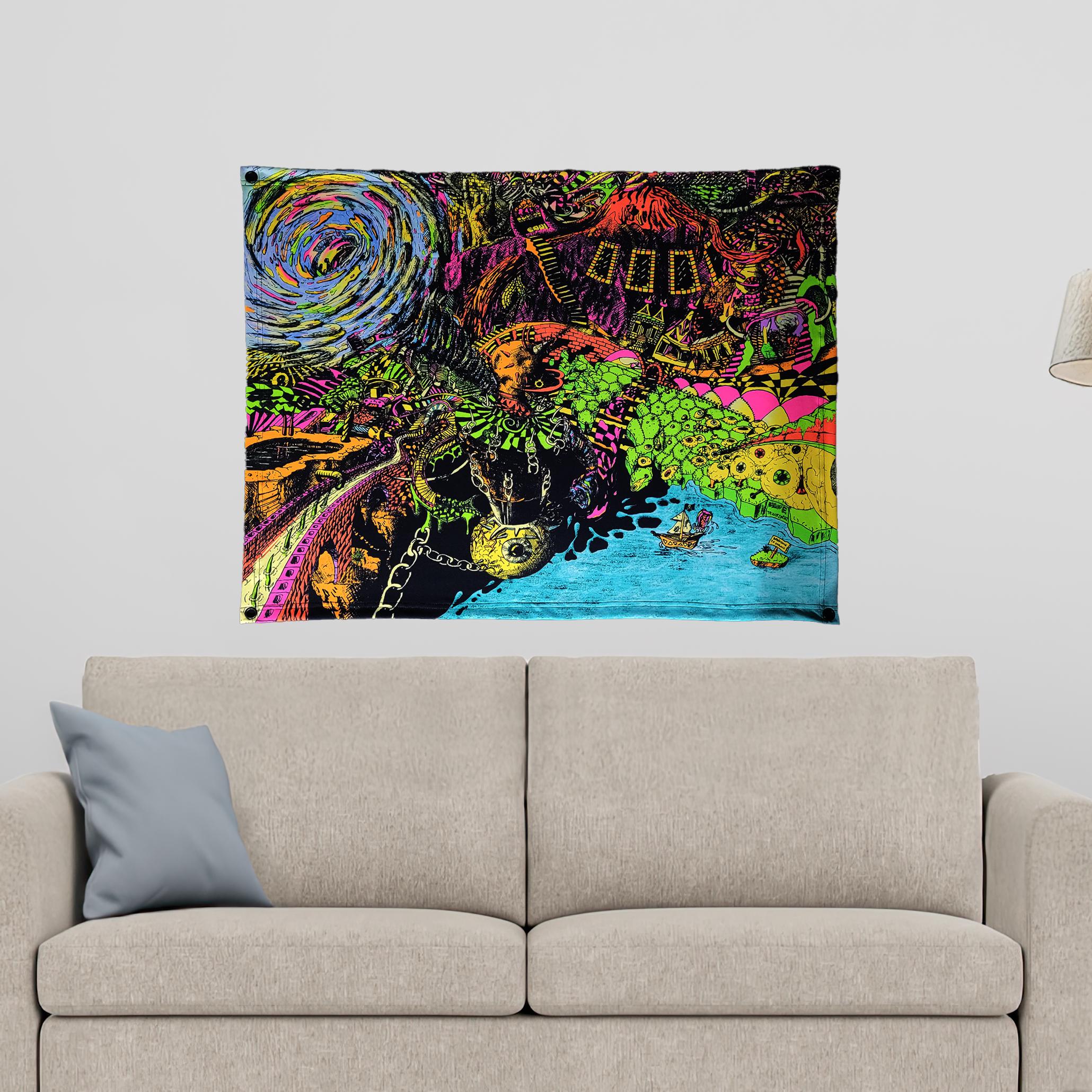 Reality Twister - Neon BlackLight Fluorescent Tapestry Sucking up reality.  Poster