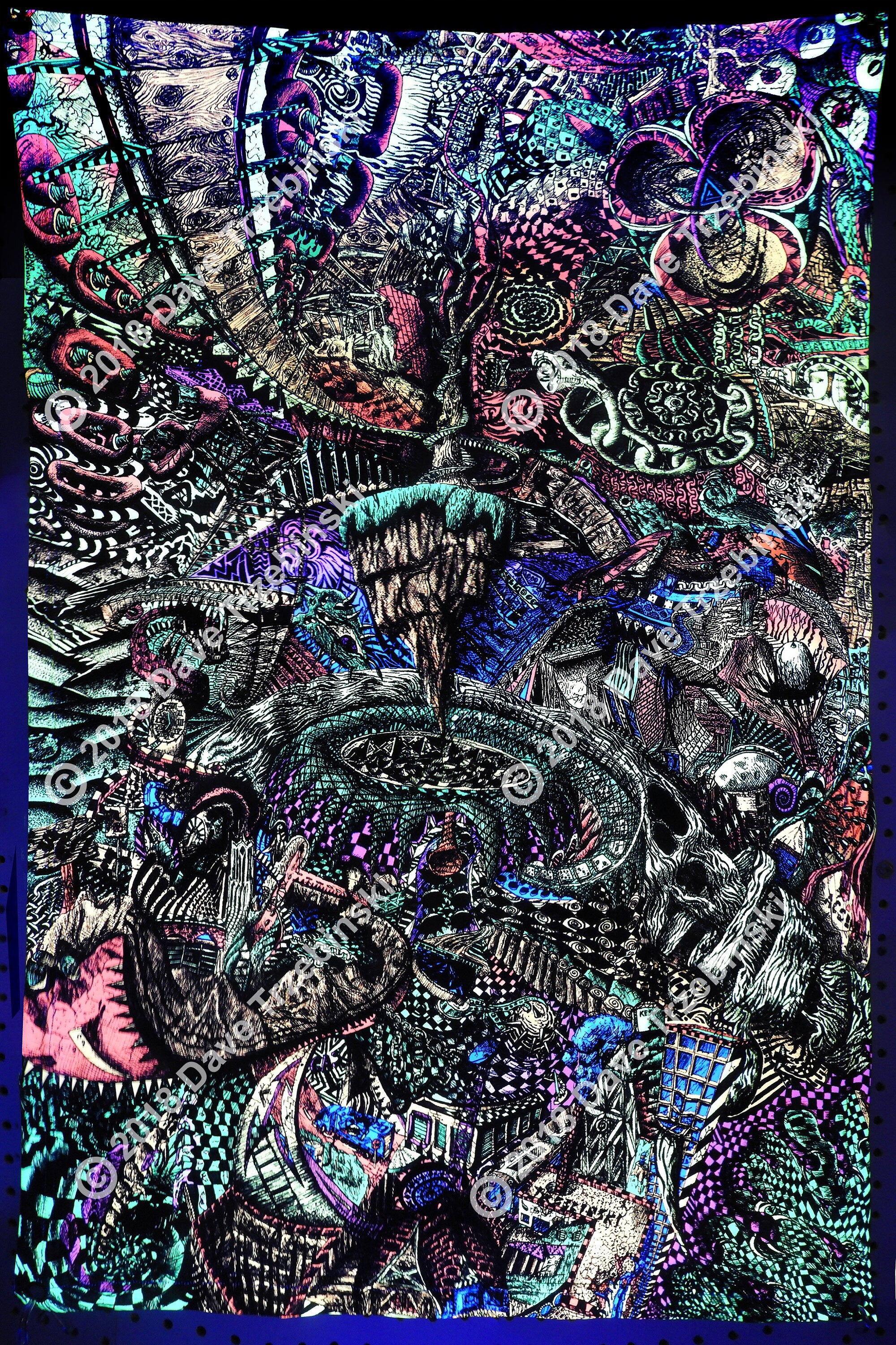 Boardwalk (Blacklight Trippy Tapestry) Psychedelic UV Reactive Fluorescent Wall Hanging
