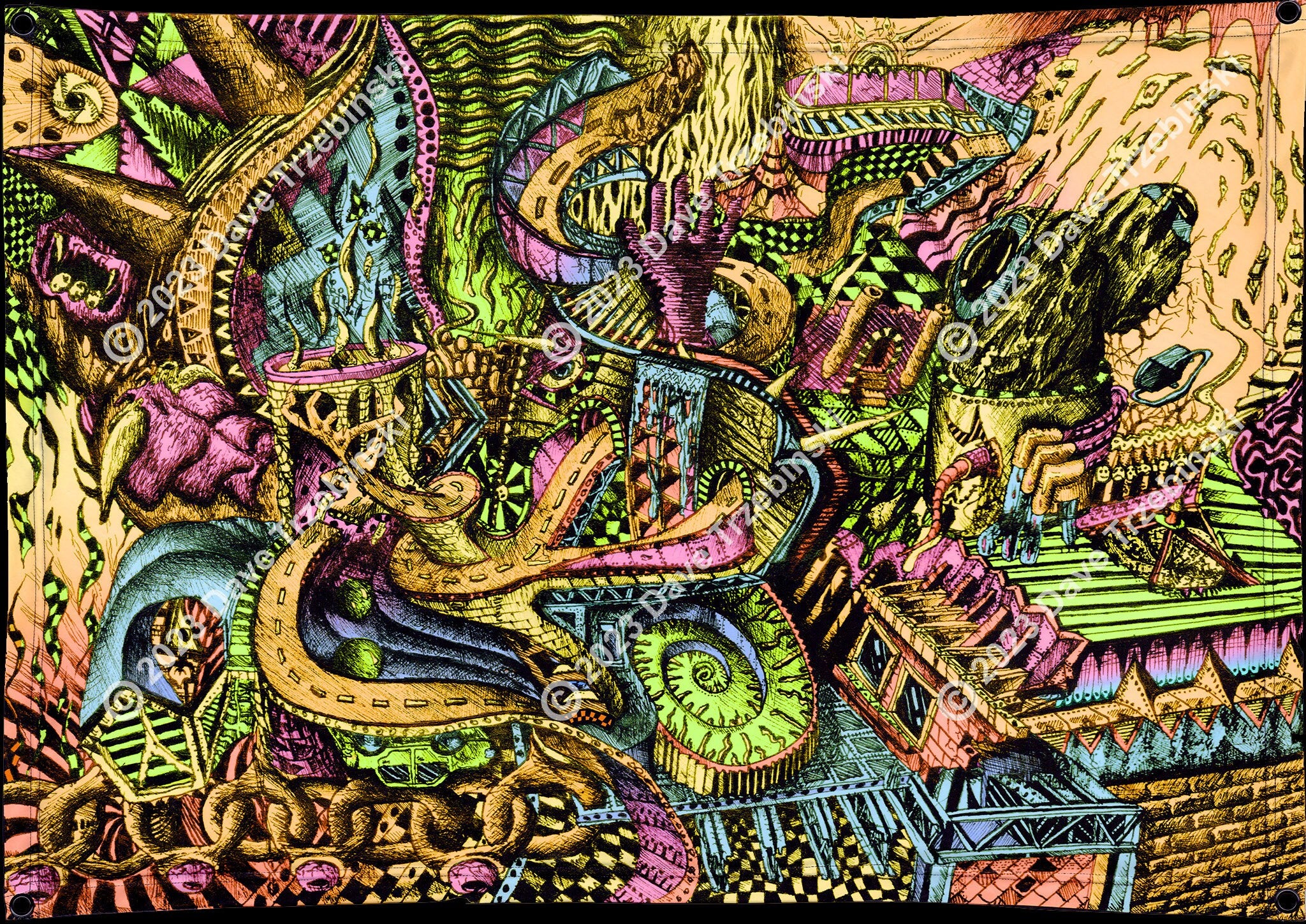 Roads (Blacklight Trippy Tapestry) Psychedelic UV Reactive Fluorescent Wall Hanging