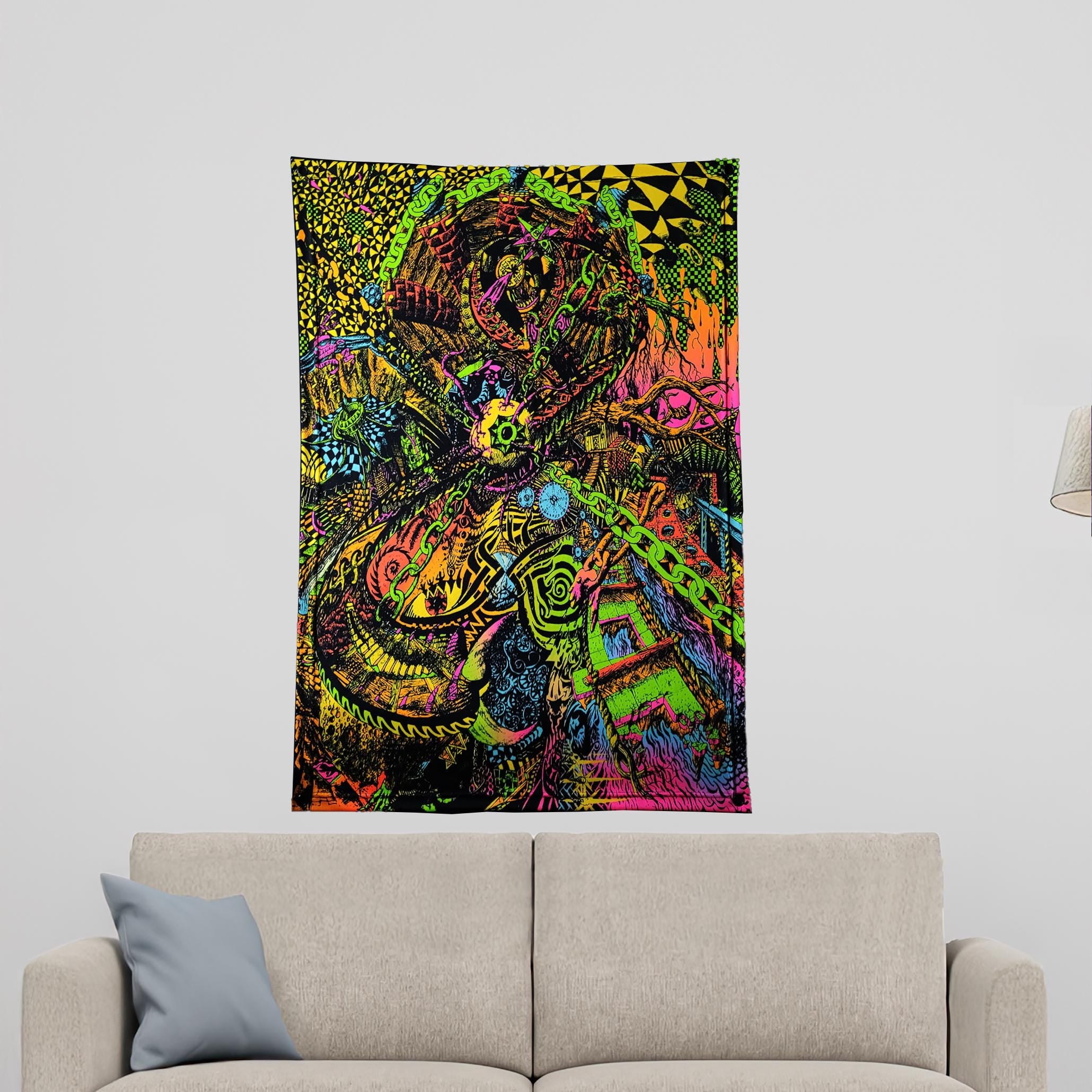 Snake Eye (Blacklight Trippy Tapestry) Psychedelic UV Reactive Fluorescent Wall Hanging